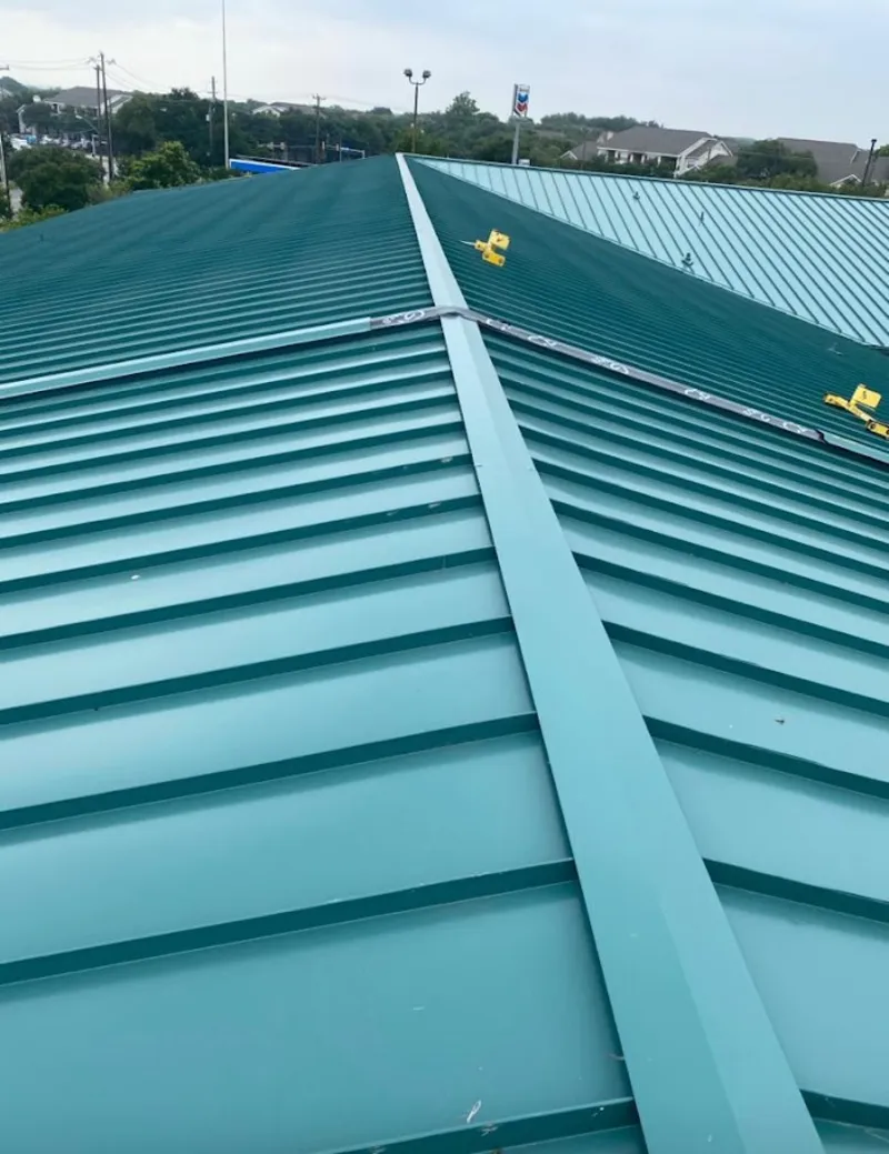 Green commercial metal roof ridge and valley for Metal Roof Repair in Lemoore